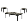 Furniture of America Isime Modern Contemporary Solid Wood 47.5-inch 3-Piece Coffee Table Set with Faux Marble Top for Living Room, Office, Black and White