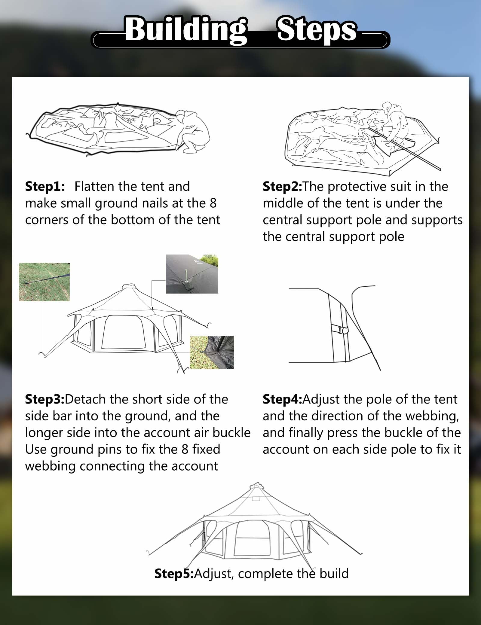 Kanggogo 5M Cotton Canvas Tent Bell - Yurts with Stove Jack，16.4ft*High9.2ft ，Breathable and Windproof,Glamping for 6/8/10Person Family Camping (8-10 People)