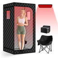Smartmak Portable Sauna with Infrared 660nm Red Light Therapy Lamp for Home Relaxation, Personal Large Full Size Sauna Spa Tent, 1500W High Power Hot Air Saunas, Folding Chair Indoor Use, 130–150°F