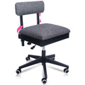 Pink Power Sewing Chair with Wheels and Adjustable Back Support - Hydraulic Armless Machine Chair for Crafting, Quilting, Artists - Sewing Room Furniture - Ergonomically Designed Professional