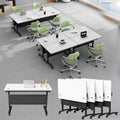 Mobile Folding Conference Table with Wheels,4 Pack Modern Conference Room Tables for 6-12 Person,61IN Training Locking Rolling Meeting Conference Tables with Flip-Top for Office Classroom Business