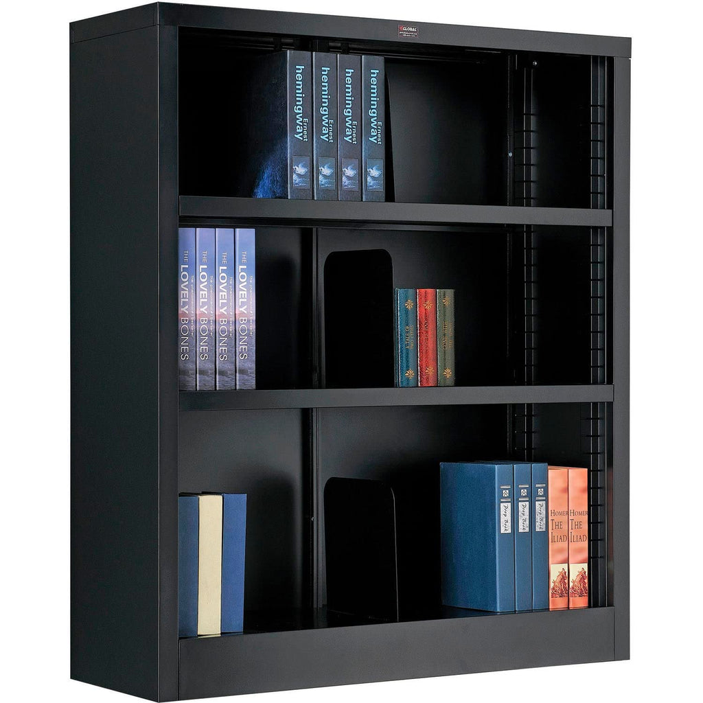 Global Industrial All Steel Bookcase 36" W x 12" D x 42" H Black 3 Openings