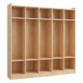 Garvee Kids Coat Locker with Bench for Classroom, Smooth Wood Surface 10 Cubbies, Daycare Cubby with 4 Hidden Casters & 5 Hooks & 2 Storage Boxes, Storage Organizer for Kindergarten, Home, School