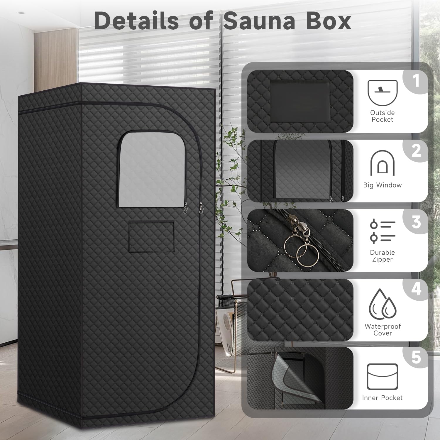 RRGFB Far Infrared Sauna Box with Red Light Therapy, Portable Dry Sauna for Relaxation, Detoxification, Carbon Crystal Heating,9 Levels, Full Size 5.9ft×2.9ft×2.6ft
