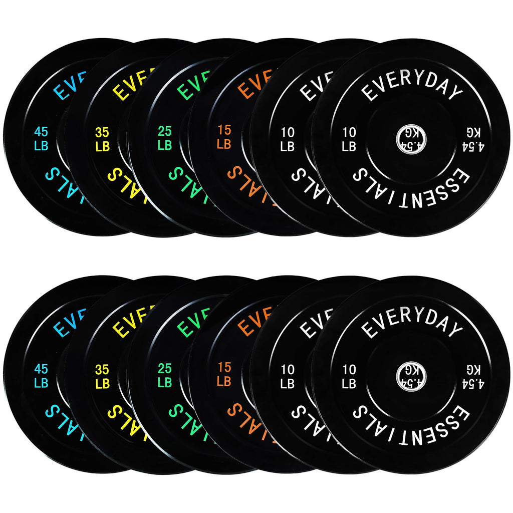 Fitvids Olympic Bumper Plates Set 2' Weight Plates for Strength Training & Weightlifting Set: 280 lbs (4x 10LB+2x 15/25/35/45 LB Pairs)
