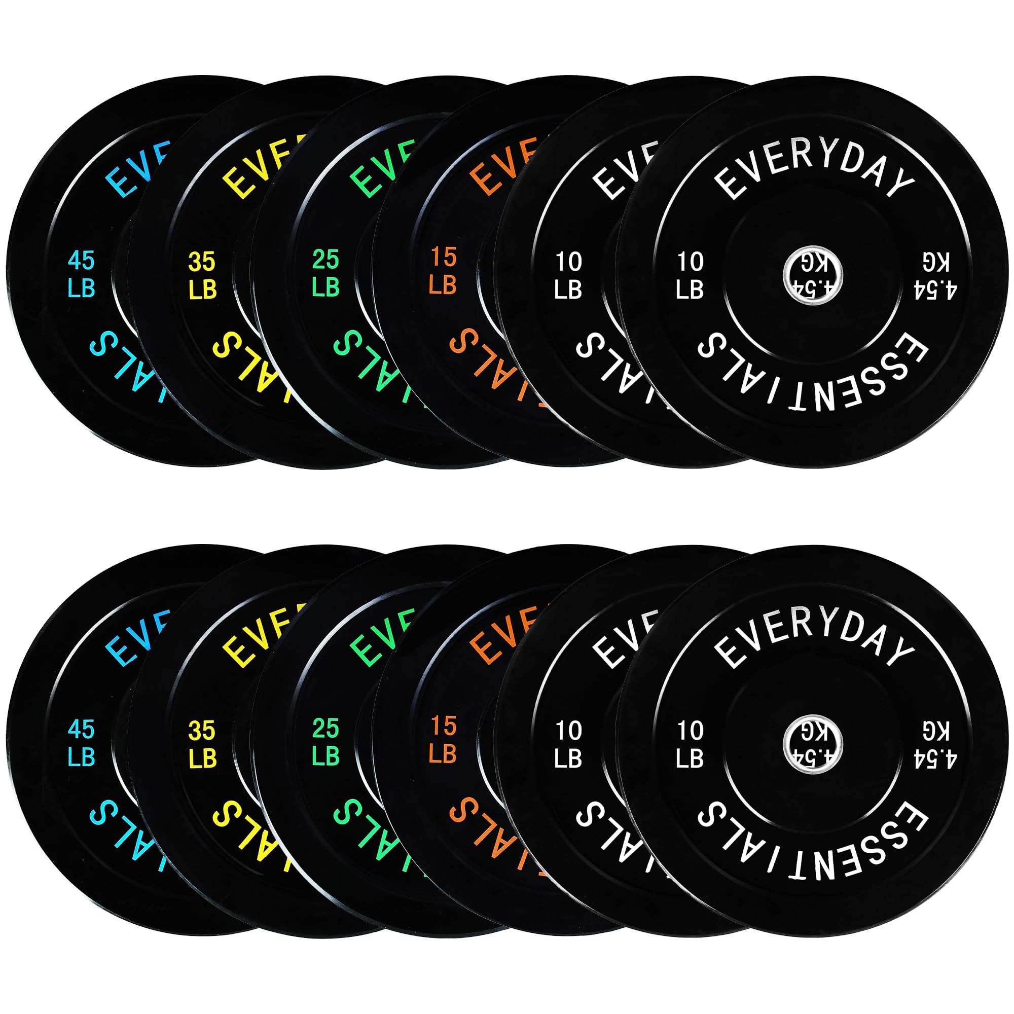 Fitvids Olympic Bumper Plates Set 2' Weight Plates for Strength Training & Weightlifting Set: 280 lbs (4x 10LB+2x 15/25/35/45 LB Pairs)