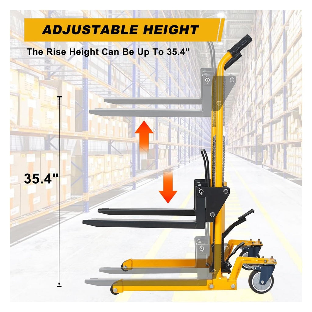 Foldable Hydraulic Lift Winch Stacker Manual Forklift Pallet Jack Pallet Truck Ideal for Warehouse Workshop