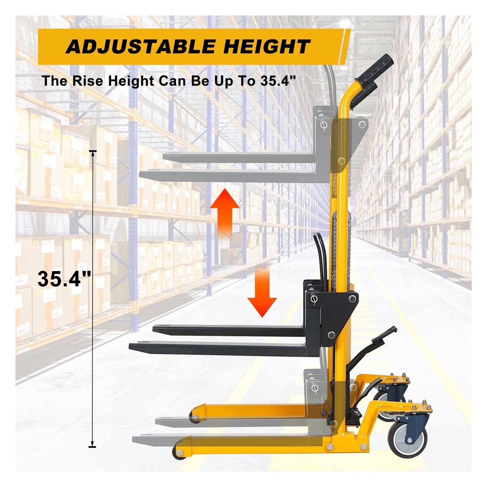 Foldable Hydraulic Lift Winch Stacker Manual Forklift Pallet Jack Pallet Truck Ideal for Warehouse Workshop