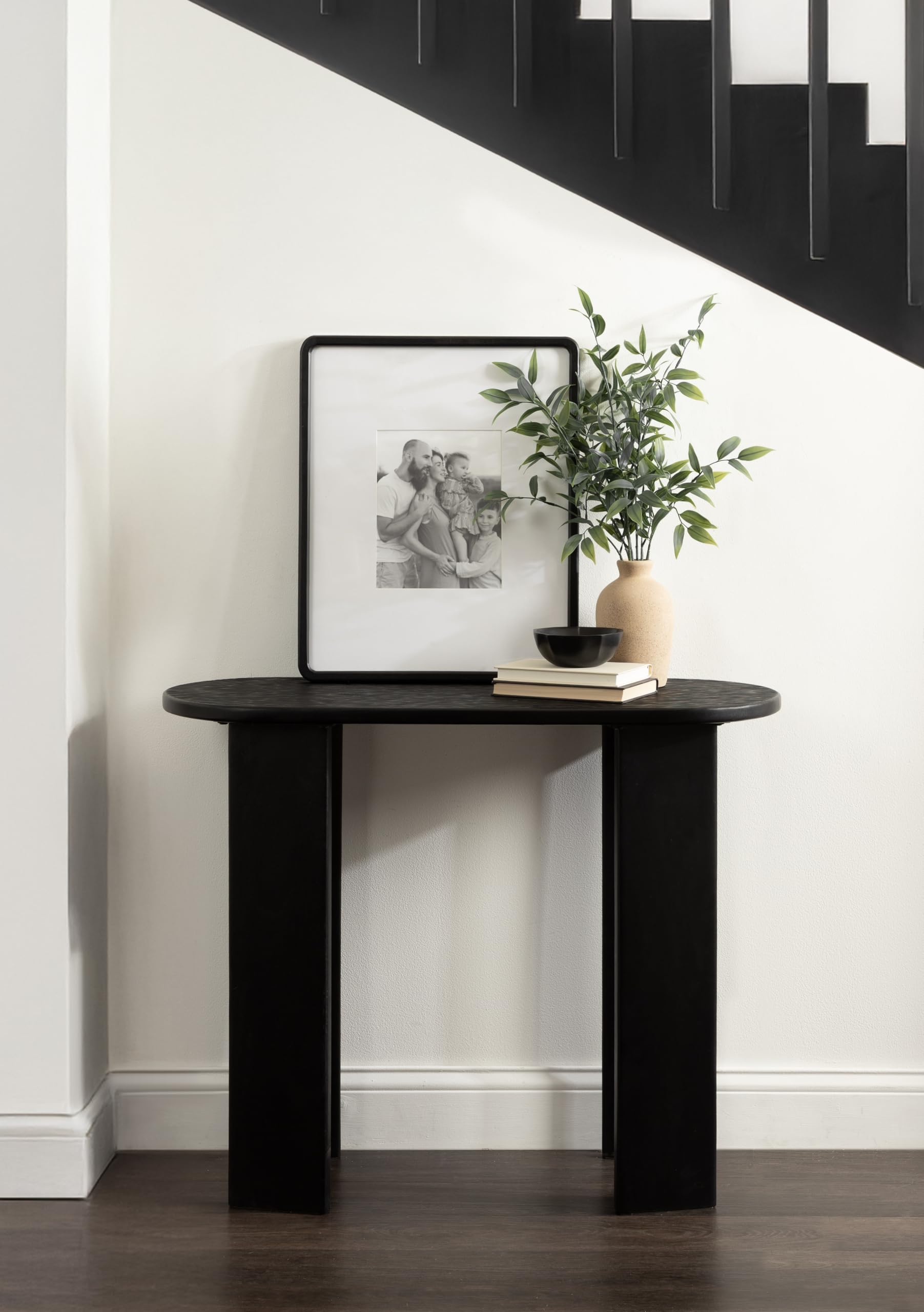 Kate and Laurel Yesenia Modern Capsule Mango Wood Console Table, 36 x 14 x 29, Black, Transitional Decorative Entryway Table with Textured Tabletop Design for Entry Decor Option
