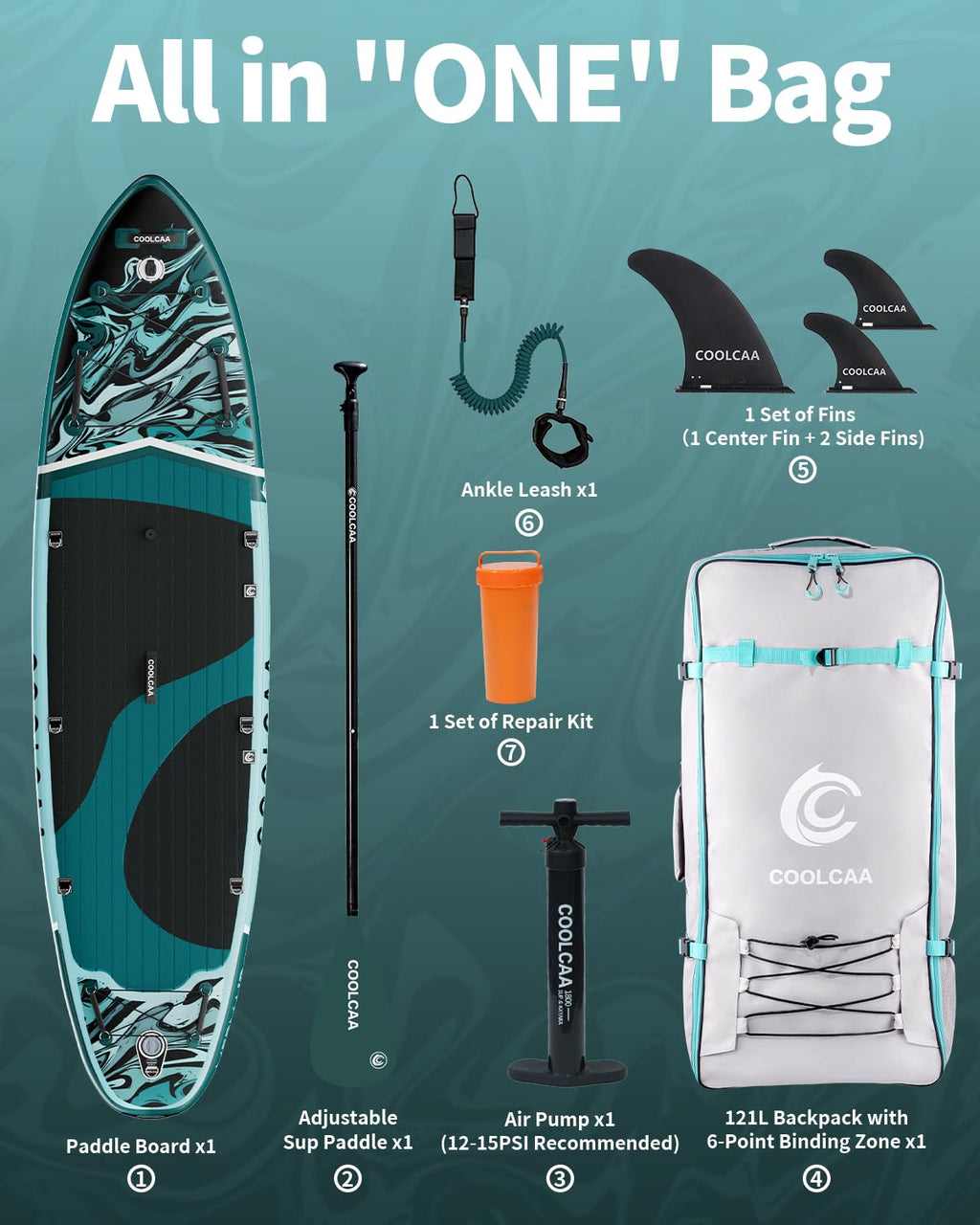 COOLCAA Mermaid 11'6" Inflatable Stand-Up Paddle Board, 490Lbs Capacity SUP Board with 34'' Extra Wide, Fishing Paddleboard with Accessories & Bag for Adults Youth (Phantom Stream)