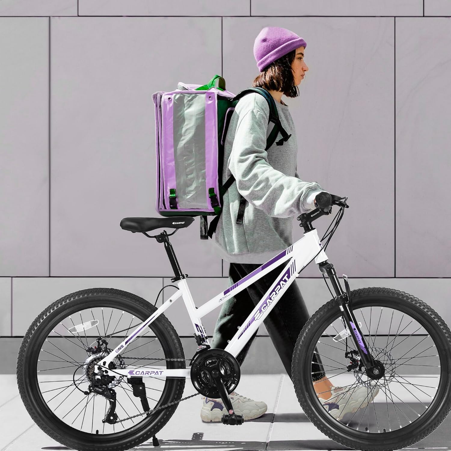 Ecarpat Women's Mountain Bike 24/26 Inch Wheels, 21-Speed Trail Commuter City Mountain Bikes, 15"/17" Carbon Steel Frame Female Bicycles Disc Brakes Front Fork