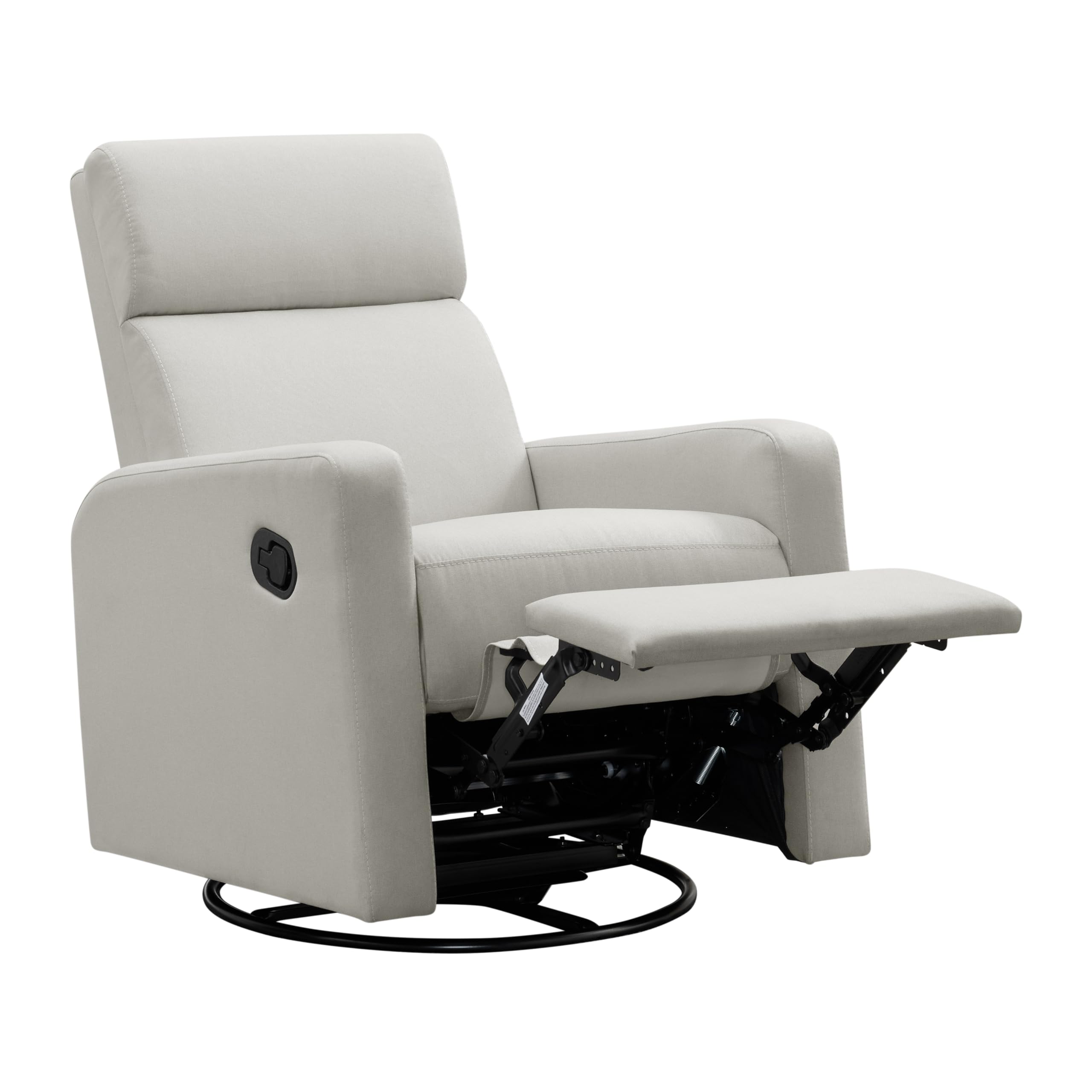 Oxford Baby Layton Manual Upholstered Glider Recliner Rocking Chair 360° Swivel for Nursery and Living Room – Oatmeal