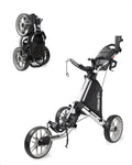 Caddytek CaddyLite EZ V8 Golf Push Cart - Lightweight 3 Wheel Foldable Cart with One-Click 2-Step Folding, EVA Wheels, Adjustable Handle, Cooler Basket, Umbrella & Drink Holder, Compact Golf Cart