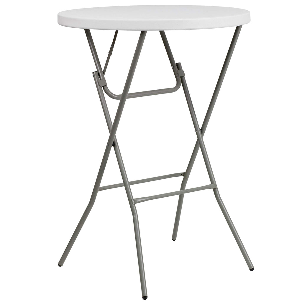 Flash Furniture 32" Round Folding Bar Height Tables for Parties and Commercial Events, Indoor/Outdoor Plastic Bar Height Folding Tables, Set of 4, White