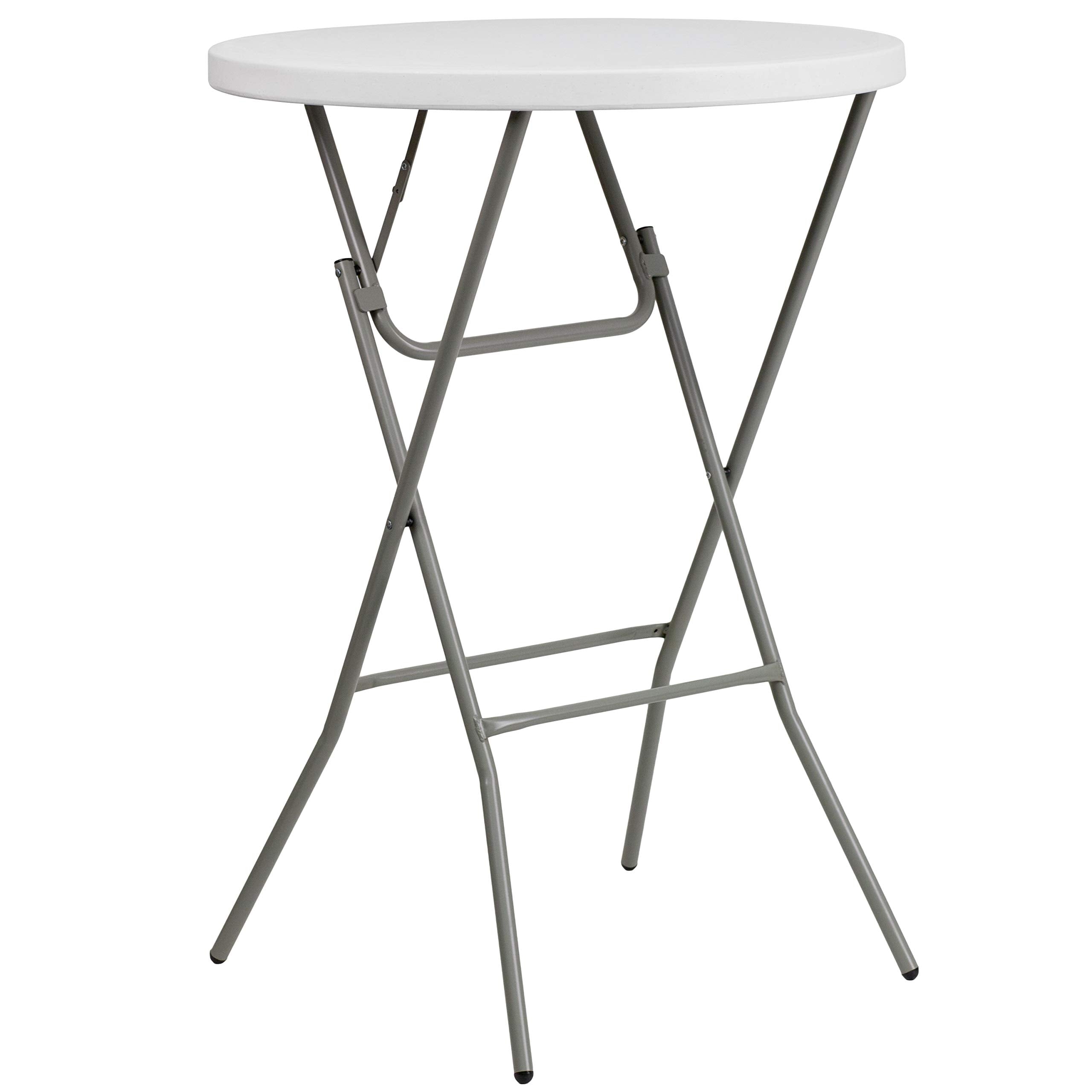 Flash Furniture 32" Round Folding Bar Height Tables for Parties and Commercial Events, Indoor/Outdoor Plastic Bar Height Folding Tables, Set of 4, White