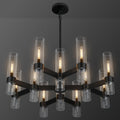 12 Light Black Chandeliers for Dining Room Light Fixtures Over Table, Modern Farmhouse Chandelier with Clear Glass Cover for Living Dining Room Kitchen Island Bedroom Foyer 34"