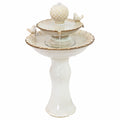 Sunnydaze 27" H 2-Tier Ceramic Water Fountain - Outdoor Water Feature for Patio, Yard, Balcony - Garden Fountain - White