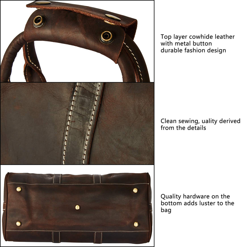 Grain Leather Duffel Bag Vintage Handmade Overnight Excursion Travel Weekend Business Trip Bag Gift for Men with Shoulder Strap