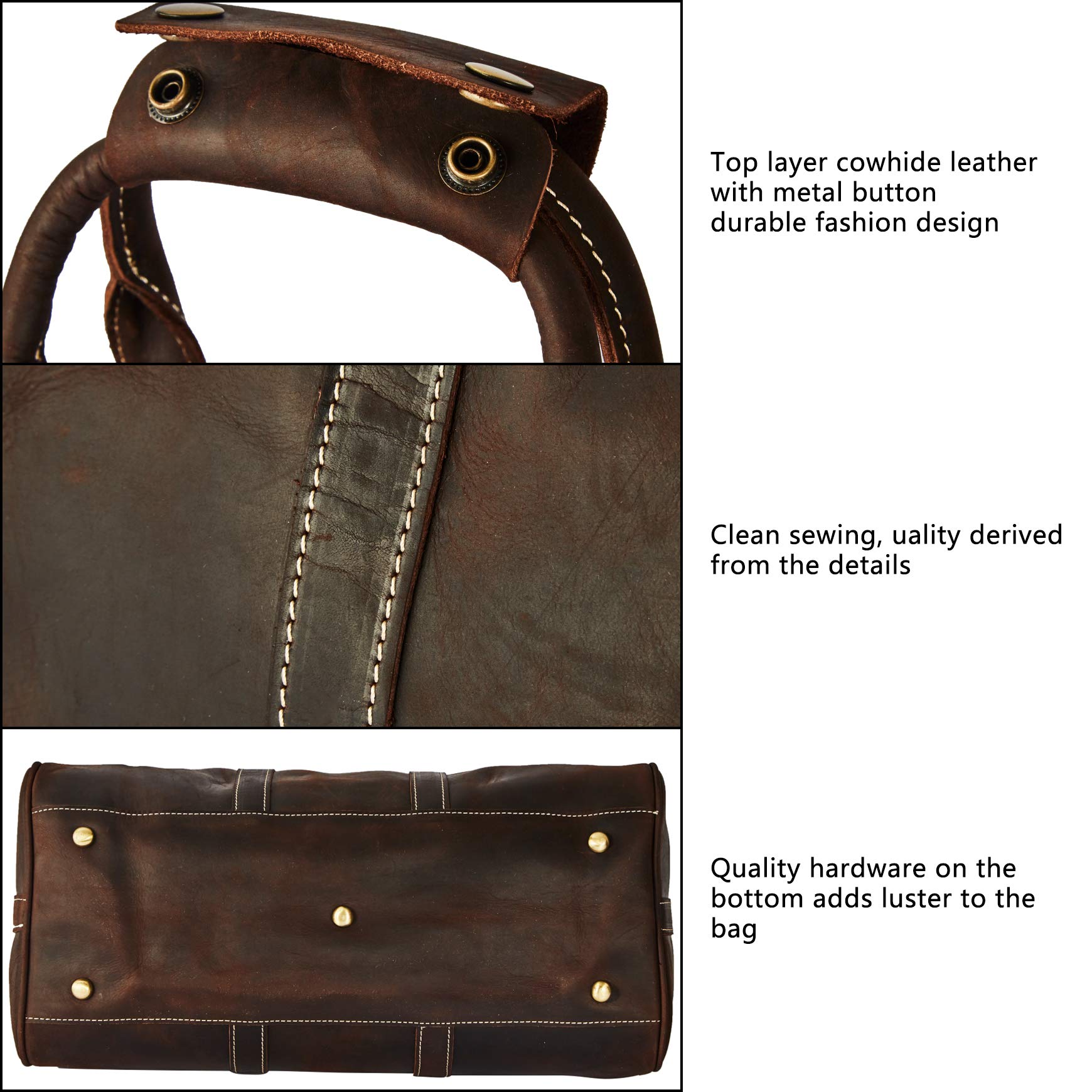 Grain Leather Duffel Bag Vintage Handmade Overnight Excursion Travel Weekend Business Trip Bag Gift for Men with Shoulder Strap