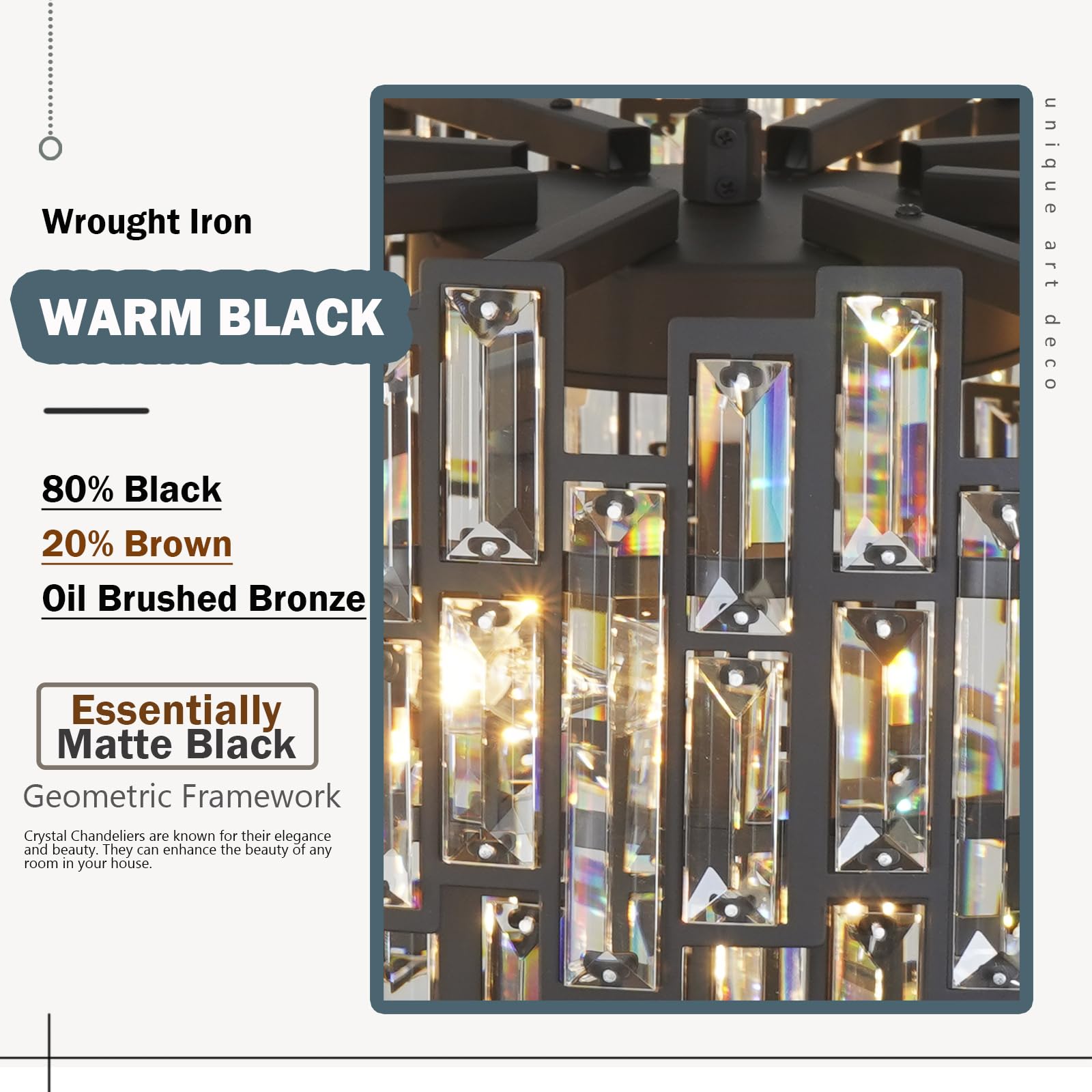 ANTILISHA Modern Crystal Chandelier Lighting Hall Grand Living Room Stairway Chandeliers Pendant Light Fixture for High Ceiling Hanging Round Large Black