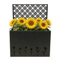 Amacv Tall Metal Planter Raised Garden Bed with Trellis 35.5in L x 11.9in W x 47.3in H - Large Flower Box Privacy Screen for Porch, Patio, Garden, Commercial Décor, Tulip Black