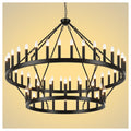 Yikrfiae 2 Tier Black Large Wagon Wheel Chandelier, 54-Lights 60 Inch Farmhouse Pendant Light Fixture, Round Rustic Hanging Lighting for Dining Room Kitchen Island Foyer Entryway