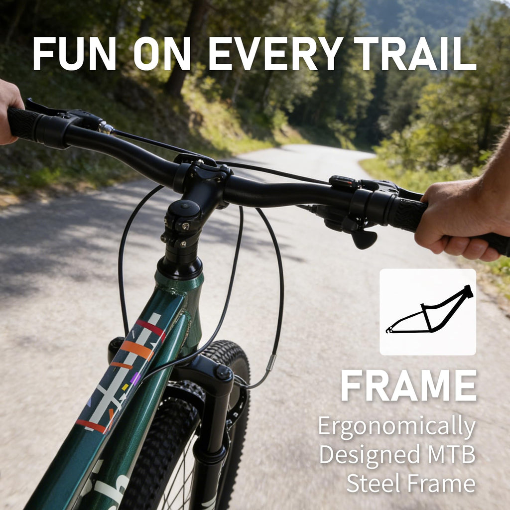 vollsch 24 Inch Kids Mountain Bike for 9-15 Years Old Boys Girls Teens 6-Speed Child MTB Bicycle with Front Suspension Fork, Dark Green