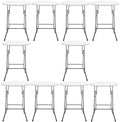BTEXPERT Set of 10, White 24" Round Plastic Folding Table Commercial Portable for Picnic Party Camping Banquet Card Dining Wedding Event Home Kitchen Indoor Outdoor, 30" Height