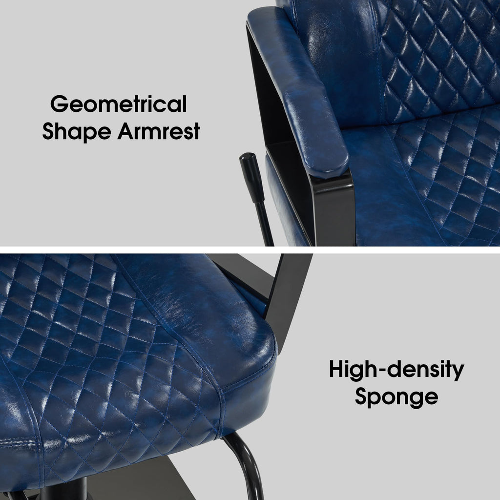 BarberPub Classic Barber Chair, 440Lbs Hydraulic Pump Manual Recliner Salon Chair for Hair Stylist, Home&Beauty Salon, Barbershop, Salon&Spa Equipment 3068 (Blue)