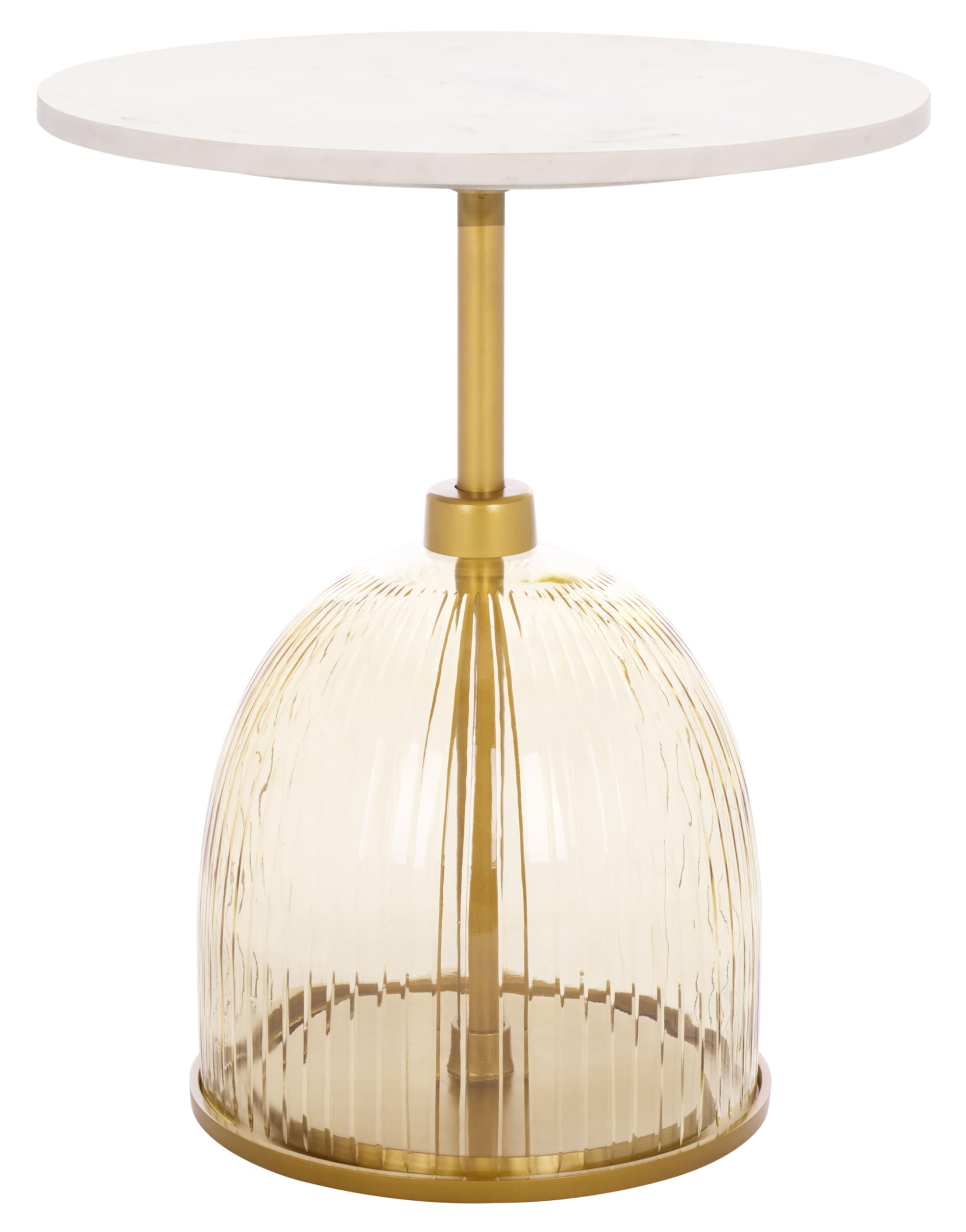 SAFAVIEH Home Collection – Kashi Grey Glass & White Marble Round Side Table, Modern Pedestal Accent Table, Fully Assembled (ACC3217C)