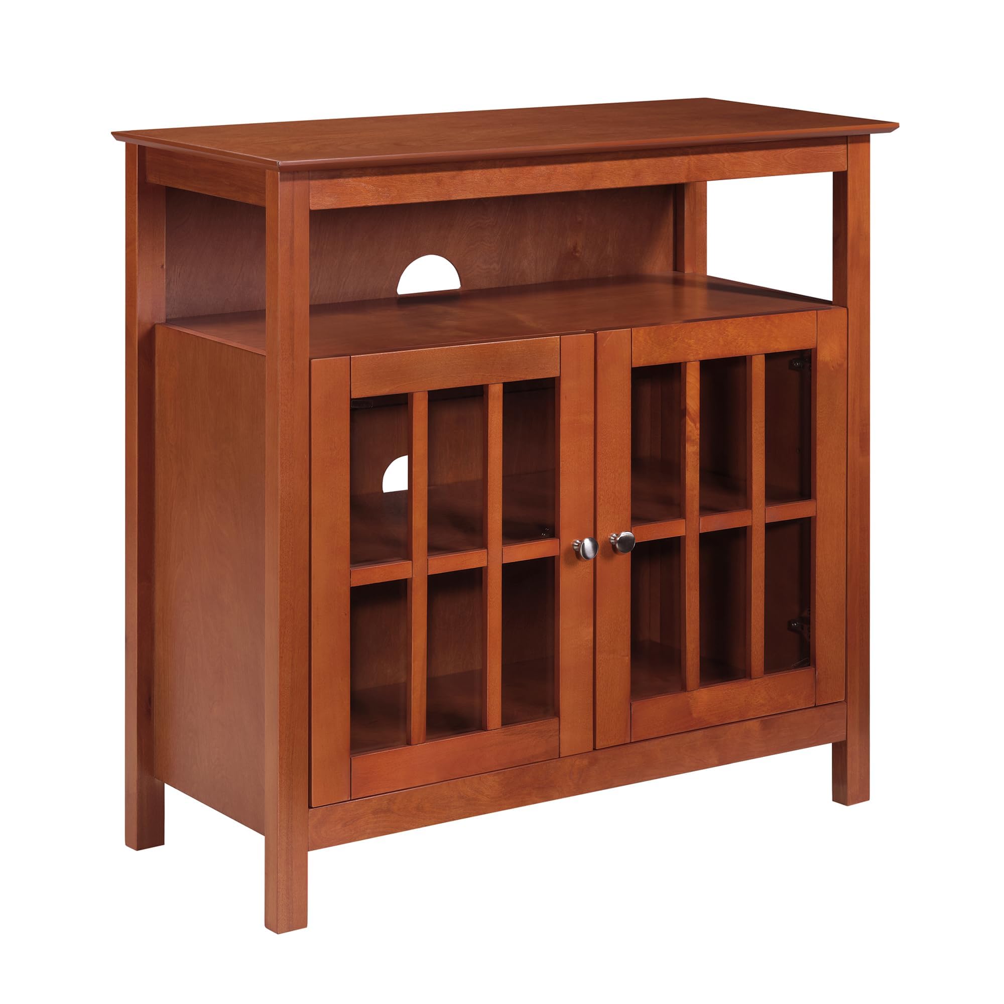 Convenience Concepts Big Sur Highboy TV Stand 36" - Modern Entertainment Center For TVs up to 40", Storage Cabinet for Dining, Living Room, & Entryway, Console Hall Table with Shelves, Cherry
