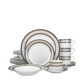 Euro Porcelain 57-pc Banquet Dinnerware Set, Luxury Tableware Dining Service for 8 (Greek Key Dark)