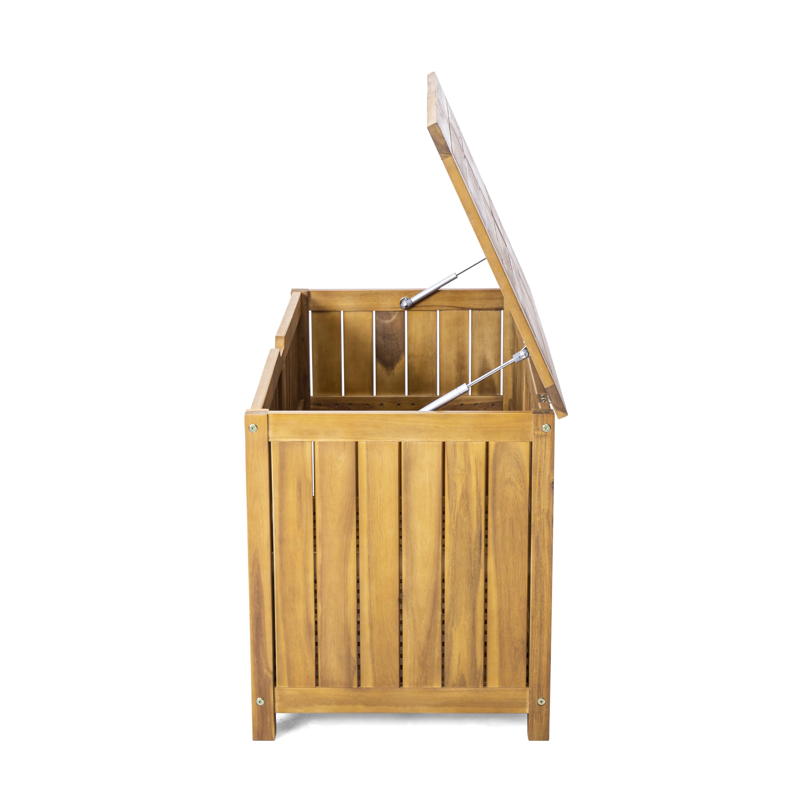 Merax Patio Acacia Wood 100 Gallon Large Outdoor Storage Box, Functionality Deck Box-Organization for Patio Furniture, Outdoor Cushions, Garden Tools and Pool Floats, Teak