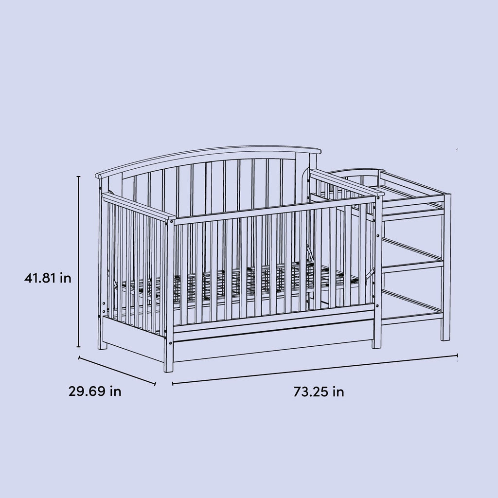 Storkcraft Steveston 5-in-1 Convertible Crib & Changer – GREENGUARD Gold Certified, Fits Standard Crib Mattress, Converts to Toddler Bed and Full Bed, 4 Adjustable Mattress Heights (White)