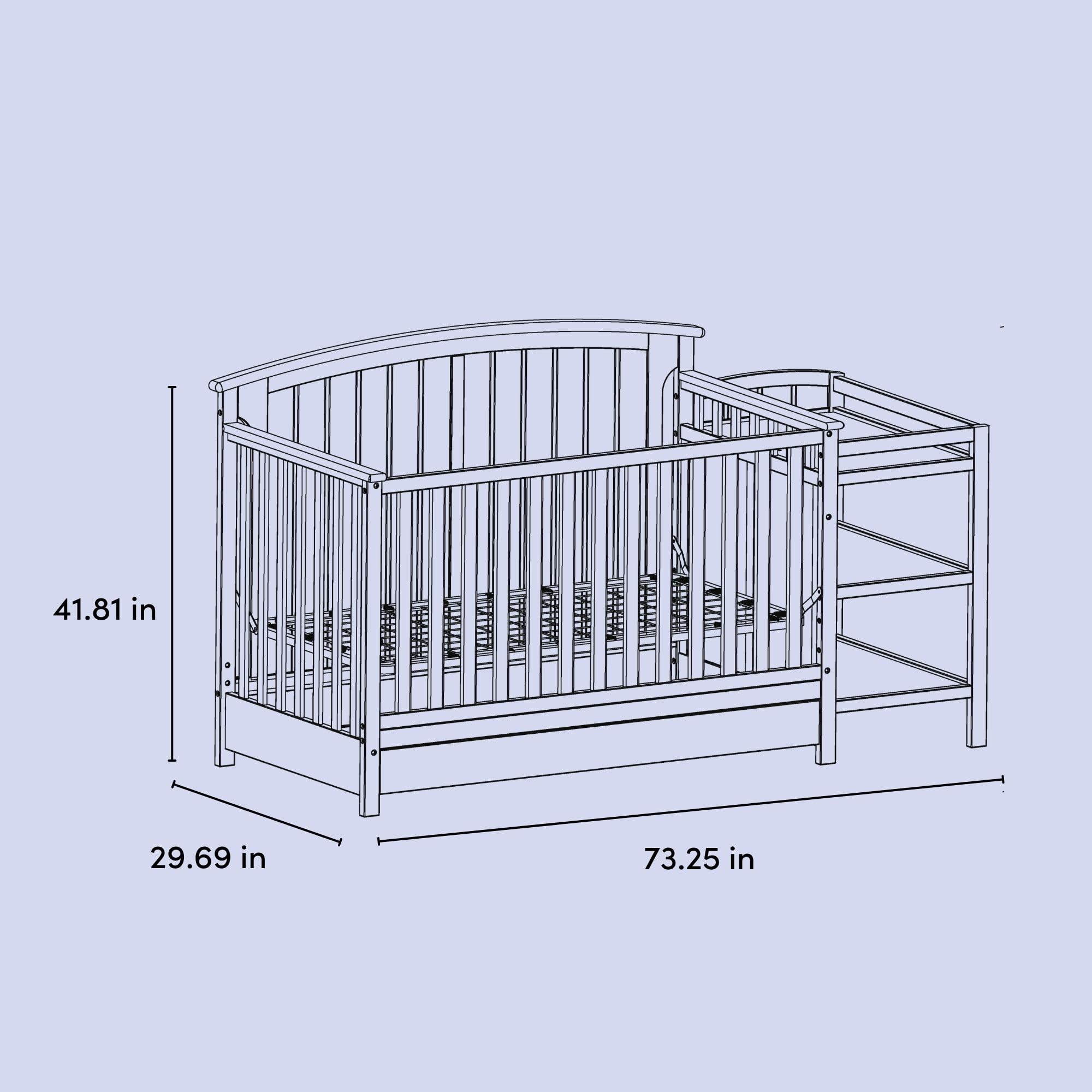 Storkcraft Steveston 5-in-1 Convertible Crib & Changer – GREENGUARD Gold Certified, Fits Standard Crib Mattress, Converts to Toddler Bed and Full Bed, 4 Adjustable Mattress Heights (Gray)