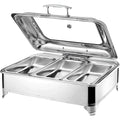 Stainless Steel Electric Chafing Dish with Clear Lid, Commercial Grade Food Warmer for Home Kitchen, Hotel, Banquet, Family Gatherings, Party Serving Tray