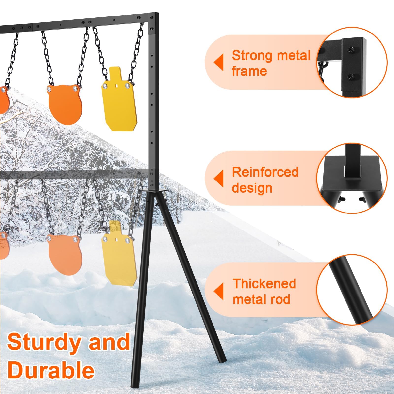 GADFISH AR500 Steel Target Stand System, 3/8 Inch Thick Steel Hostage Targets, Adjustable Height AR500 Shooting Targets for Shooting Range Outdoors