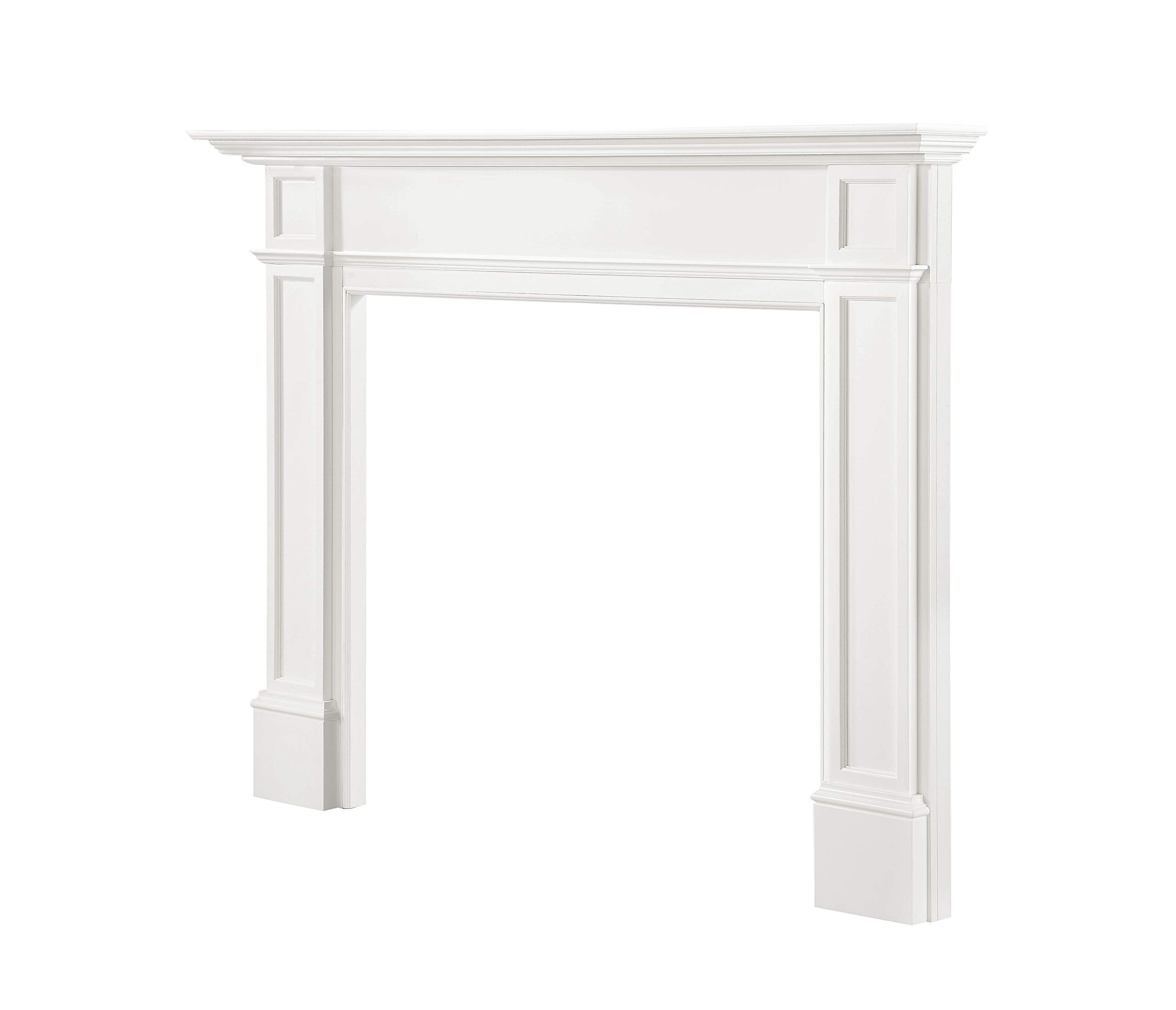Pearl Mantels ARYB56540 Furniture for Your Fireplace, Premium Grade A MDF Mantel Surround, Crisp White Paint, Interior Opening 56" W x 42" H