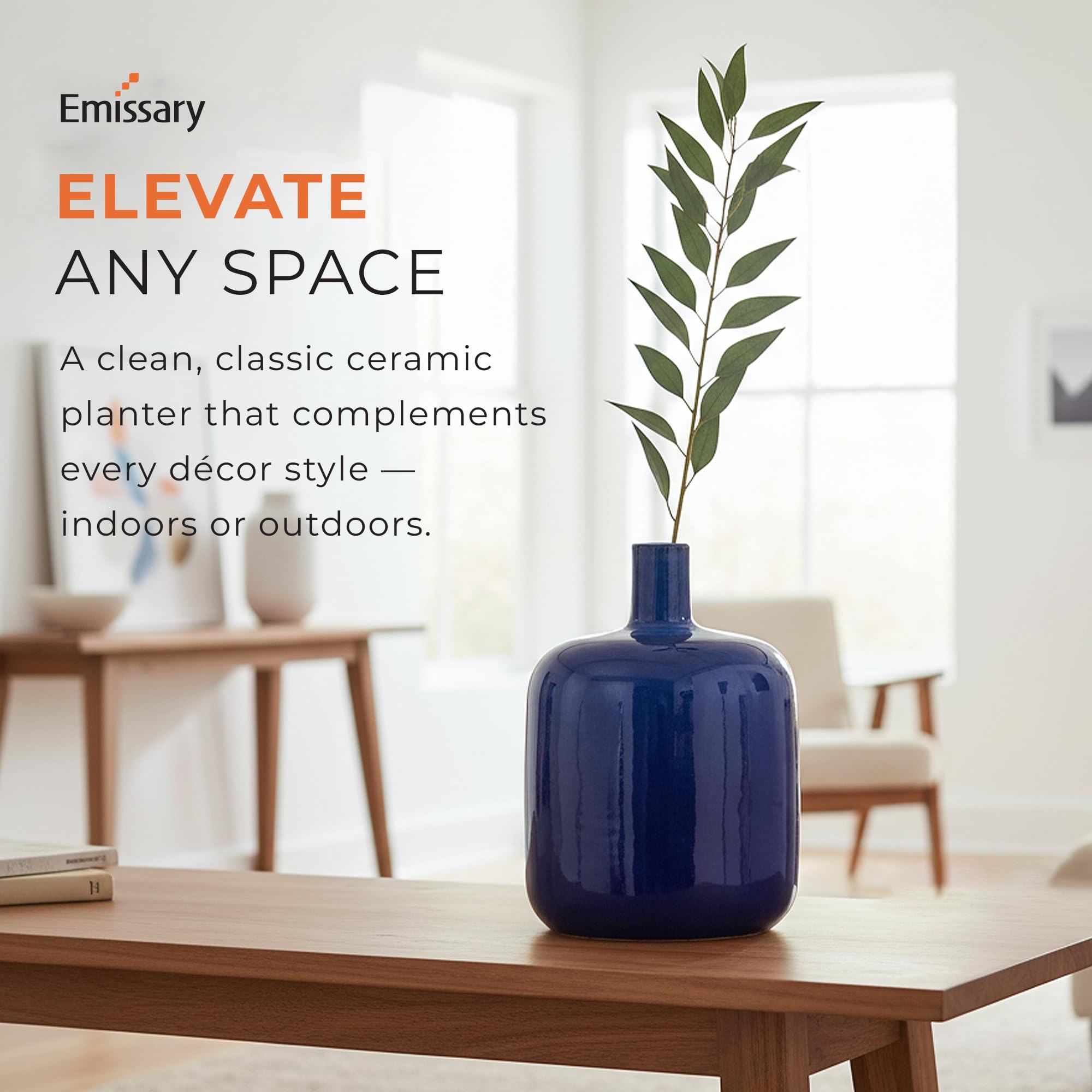 Emissary - Round Jug Vase, Blue 13x18 H