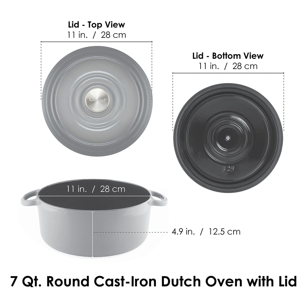 Chantal Cast Iron Dutch Oven Set, 3 and 7 qt, US Formulated Premium Enamel, Fade Grey