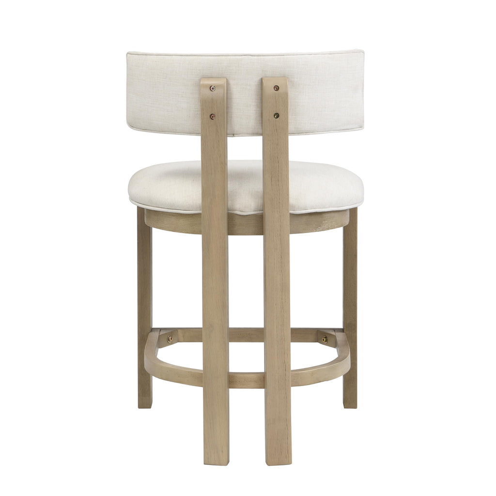 Christopher Knight Home Minso Wooden Counter Height Bar Stools Set of 2, Comfy Upholstered Barstools with Backrest/Footrest, Counter Stool for Kitchen Island/Home Bar Table, Light Ash + Beige
