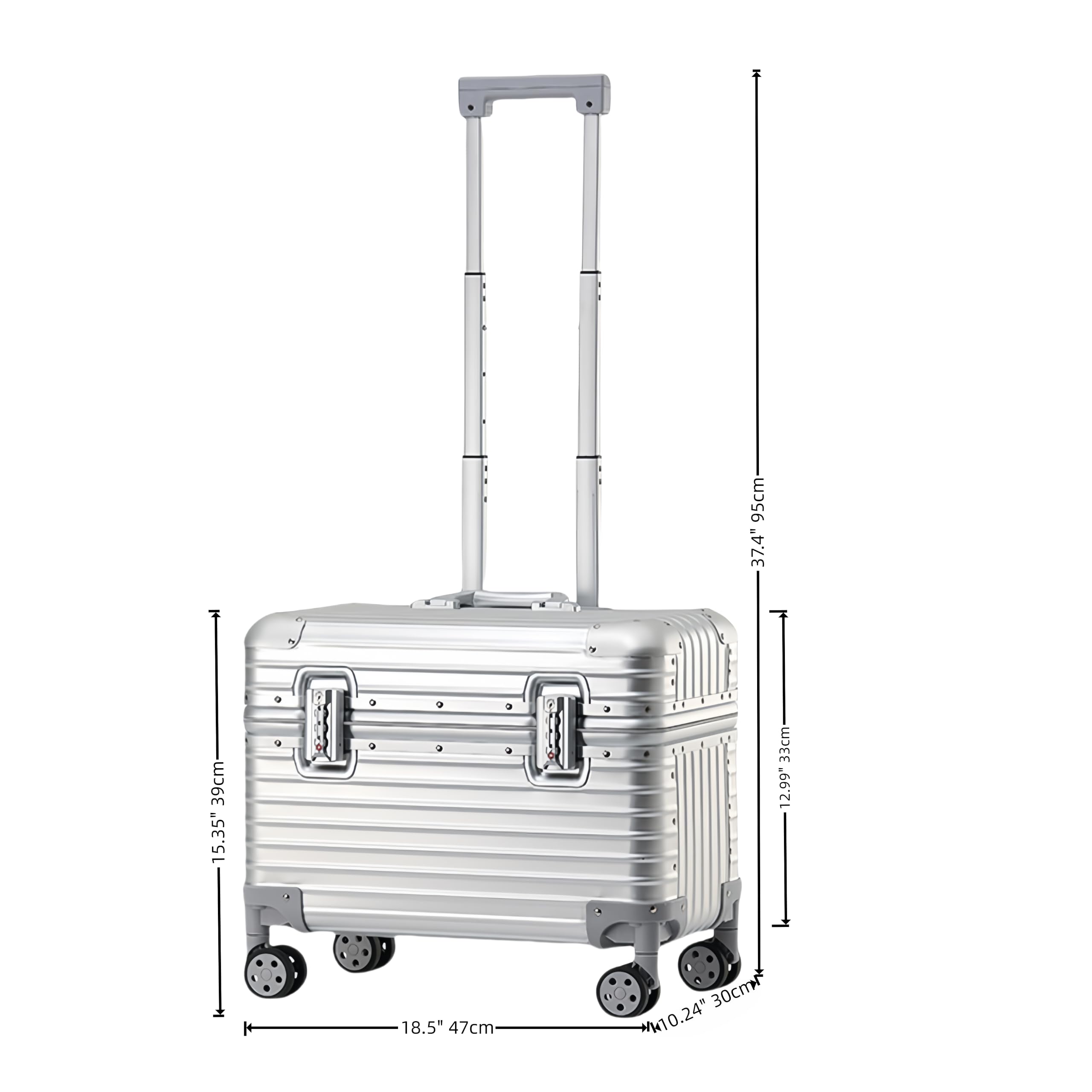 Perle Path Full Aluminum Camera Carry-On Luggage DSLR Shockproof TSA lock Photography Gear Case with Removable Dividers & 360° detachable Wheels Luggage Rolling camera bag Camera storage case (silver)