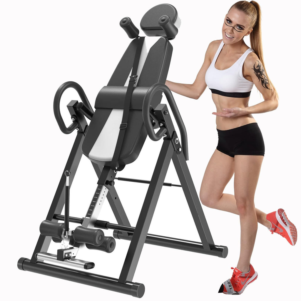 MAgiLL Foldable Inversion Table, Deluxe Heavy Duty Therapeutic Inversion Table 330LBS Weight Capacity Inverted Table Relieve Back Pain