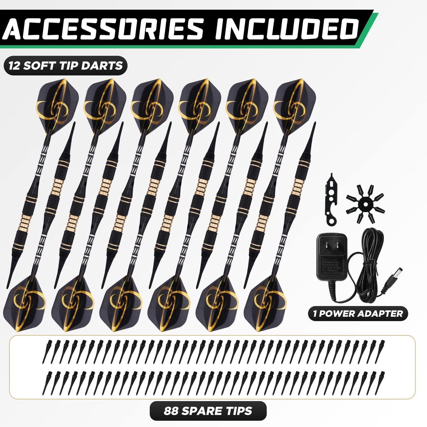 Electronic Dart Board Set, Dart Board Cabinet Set with 12 Soft Tip Darts 50 Dart Head, Electronic Dart Board, Wooden Cabinet Doors with Integrated Scoreboard for Home Use, Bars, Dar, B