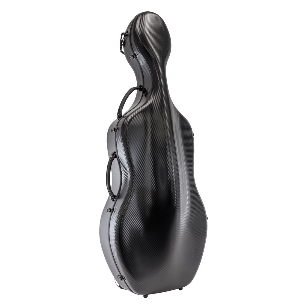 MI&VI CP-7006WB Pure Poly Carbon Fiber Cello Case 4/4 Hard Shell 11.5lb (Full Size) with Wheels | Carry Straps | Rigid Protection | Tough Shell (Black + Bag)