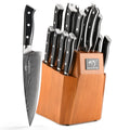 Knife Block Set, 18-Piece Damascus Kitchen Knife Sets with VG10 Core Blades, 67-Layer Damascus Steel, ABS Ergonomic Handle, Compact Knife Block Design, Suitable for Placement in Small Spaces