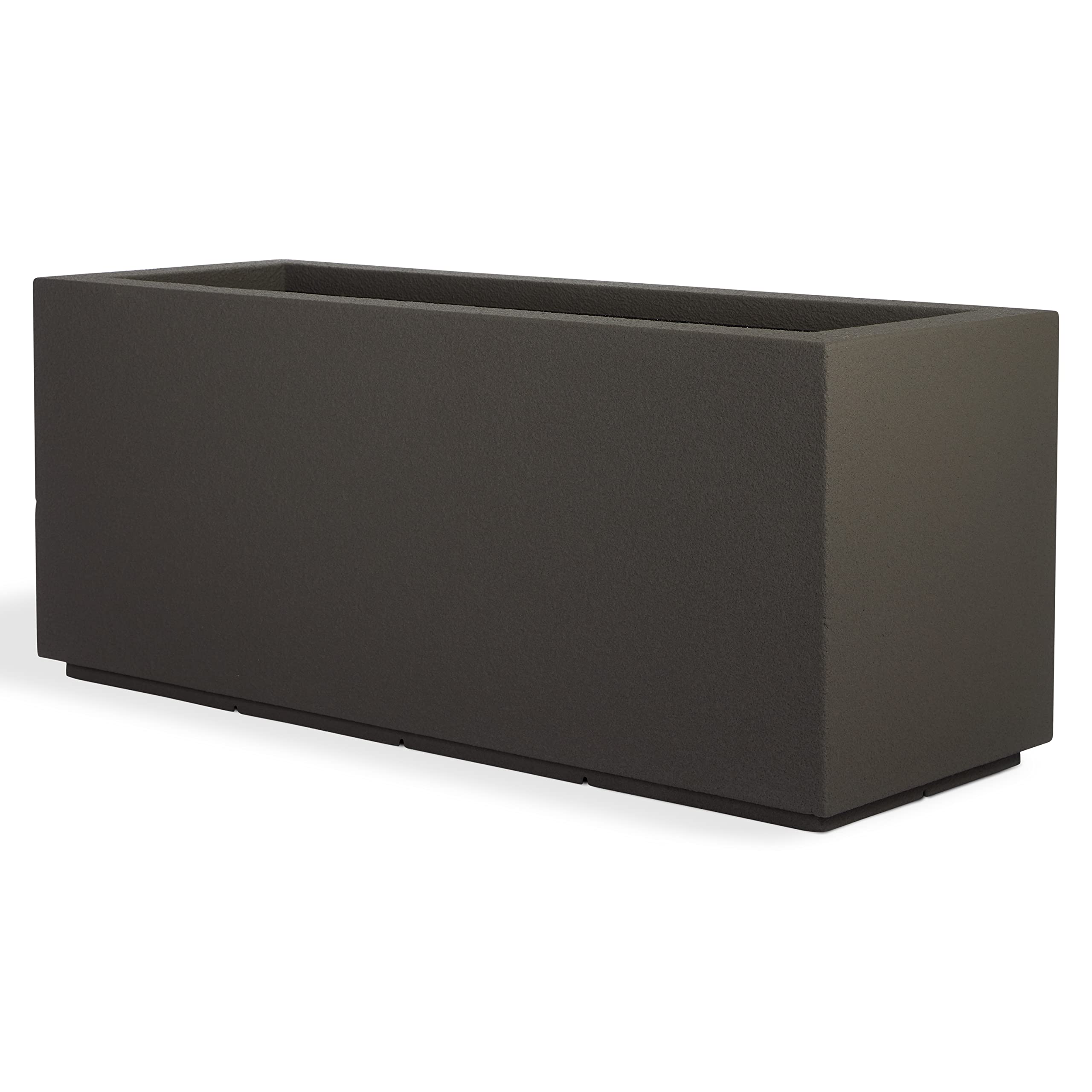 PolyStone Milan Rectangular Trough Planter – 46" x 17" x 19" – Large Lightweight Indoor/Outdoor Planter Box – Modern Stone-Look Resin – Durable All-Weather w/Drainage Holes – Made in USA – Slate Gray