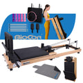 BIOCOR MAX4.0 Pilates Reformer, Wood Pilates Machine with Pilates Ring, Yoga Bands & Jumpboard, High-Resistance Springs, Foldable Pilates Equipment for Home Workouts up to 800 lbs Weight Capacity