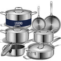 LEGEND COOKWARE 5-Ply Stainless Steel Cookware Set, 14-Piece Pots and Pans Set - Induction Compatible, Oven Safe 800°F - Non-Toxic, No Coatings - Built to Last Generations