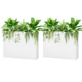 Stoog 38" Large Planters for Outdoor Plants Set of 2, Rectangular Metal Planter Box with Removable Insert Shelf, Ideal for Plants, Flowers, Vegetables, Garden, White